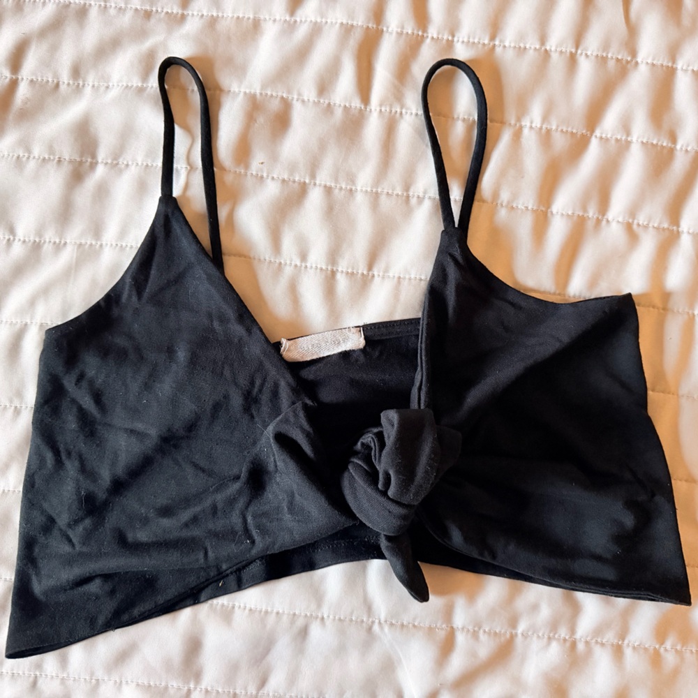 Black Bow Tie Crop Top